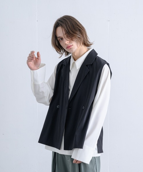 ln fortis（ロンフォルティス）の「ln fortis - リンクルダブルテーラードベスト（ベスト・メンズ・ブラック/ブラウン/グリーン・SMALL/MEDIUM）」の9枚目の写真