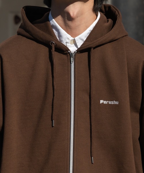 Perushu（ペルーシュ）の「Perushu刺繍ジップパーカー（パーカー・メンズ・ライトグレー/ライトブルー/ダークブラウン/オレンジ/グリーン・MEDIUM/LARGE）」の20枚目の写真