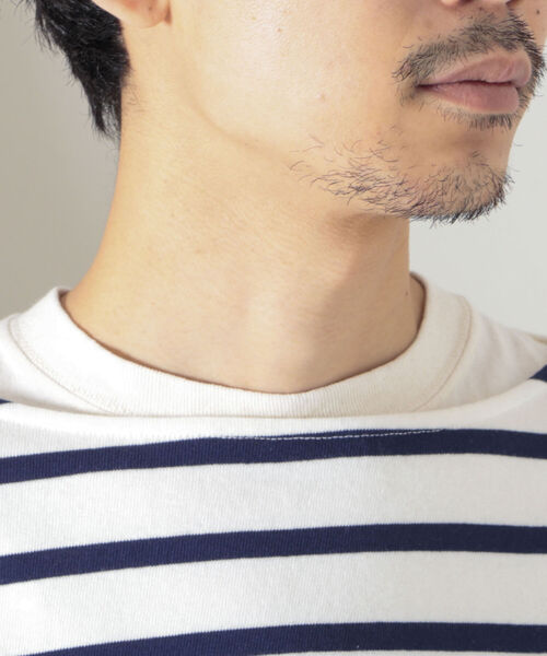 GEVACO（ゲバコ）の「【GEVACO/ゲバコ】オープンエンド度詰め天竺 ボーダー長袖ボートネックTシャツ（Tシャツ/カットソー・メンズ・ホワイト×ブルー/ホワイト×ネイビー/ネイビー×ホワイト・SMALL/MEDIUM/LARGE）」の11枚目の写真