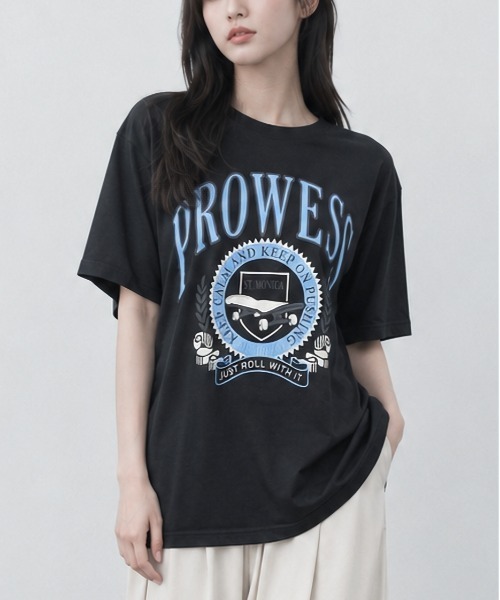sunny branch(サニーブランチ)の「★Bl★天竺プリントTシャツ 半袖(Tシャツ/カットソー・レディース・スミクロ/ブルー/杢グレー・LARGE/FREE/MEDIUM)」の2枚目の写真