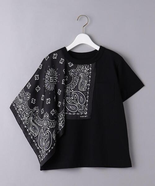 Sacai(サカイ)の「<sacai(サカイ)>バンダナプリント Tシャツ ■■■(Tシャツ/カットソー・レディース・ホワイト/ブラック・1/2)」の2枚目の写真
