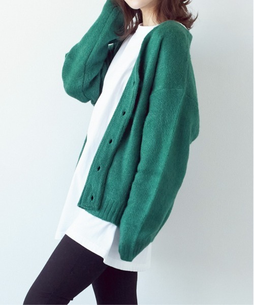 Bling Leads(ブリングリーズ)の「★Bling leads★5ゲージモヘアタッチ ビッグカーディガン(カーディガン/ボレロ・レディース・ブルー/ブラック/ライトグレー/グリーン/マスタード/オレンジ/エメラルド/レッド/チャコールグレー・MEDIUM/LARGE)」の5枚目の写真