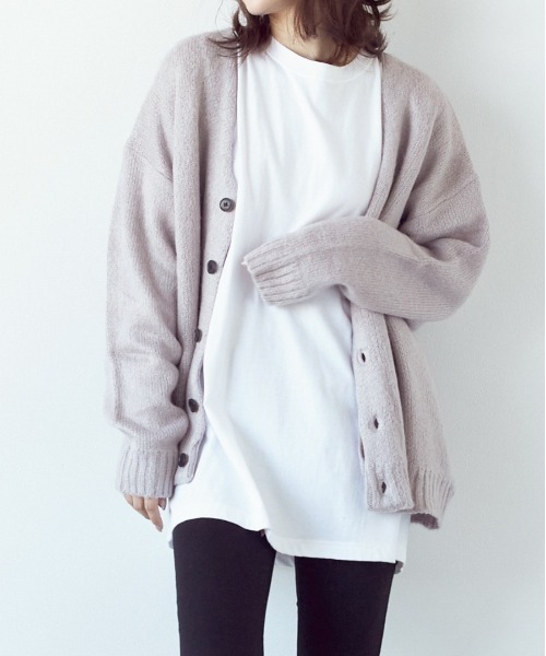 Bling Leads(ブリングリーズ)の「★Bling leads★5ゲージモヘアタッチ ビッグカーディガン(カーディガン/ボレロ・レディース・ブルー/ブラック/ライトグレー/グリーン/マスタード/オレンジ/エメラルド/レッド/チャコールグレー・MEDIUM/LARGE)」の4枚目の写真