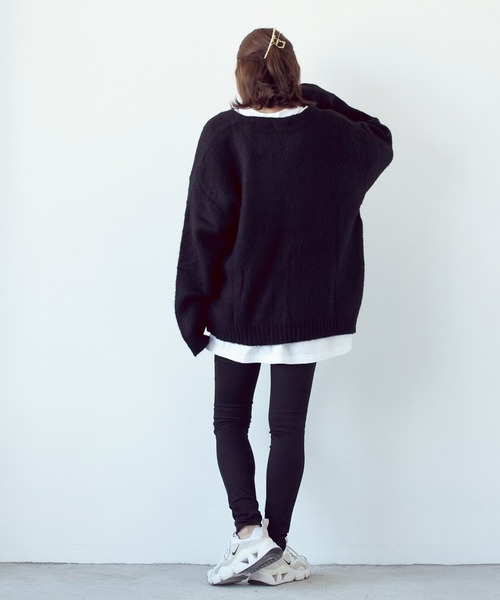 Bling Leads(ブリングリーズ)の「★Bling leads★5ゲージモヘアタッチ ビッグカーディガン(カーディガン/ボレロ・レディース・ブルー/ブラック/ライトグレー/グリーン/マスタード/オレンジ/エメラルド/レッド/チャコールグレー・MEDIUM/LARGE)」の11枚目の写真