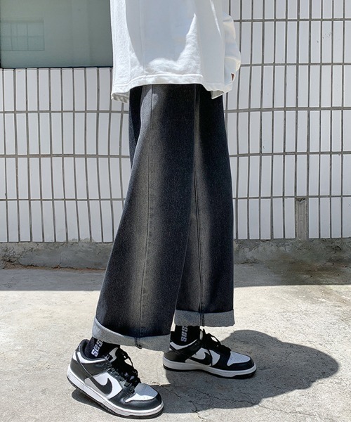Ressaca（レサーカ）の「ハイウエスト ブリーチ加工 ワイドデニムパンツ（デニムパンツ・メンズ・ブラック/ブルー・S/M/L/XL/XXL）」の4枚目の写真