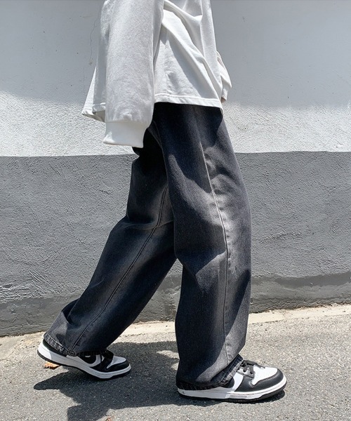Ressaca（レサーカ）の「ハイウエスト ブリーチ加工 ワイドデニムパンツ（デニムパンツ・メンズ・ブラック/ブルー・S/M/L/XL/XXL）」の7枚目の写真