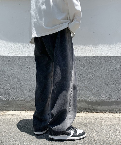 Ressaca（レサーカ）の「ハイウエスト ブリーチ加工 ワイドデニムパンツ（デニムパンツ・メンズ・ブラック/ブルー・S/M/L/XL/XXL）」の8枚目の写真
