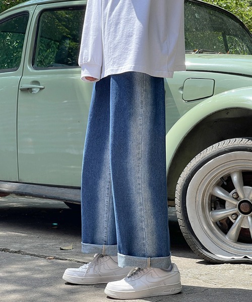 Ressaca（レサーカ）の「ハイウエスト ブリーチ加工 ワイドデニムパンツ（デニムパンツ・メンズ・ブラック/ブルー・S/M/L/XL/XXL）」の13枚目の写真