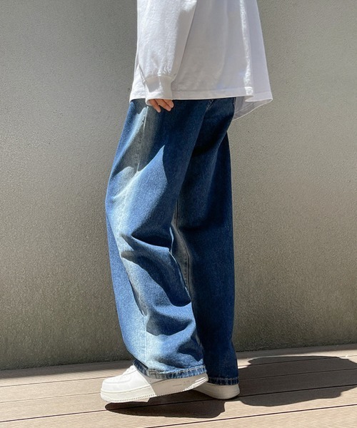 Ressaca（レサーカ）の「ハイウエスト ブリーチ加工 ワイドデニムパンツ（デニムパンツ・メンズ・ブラック/ブルー・S/M/L/XL/XXL）」の16枚目の写真