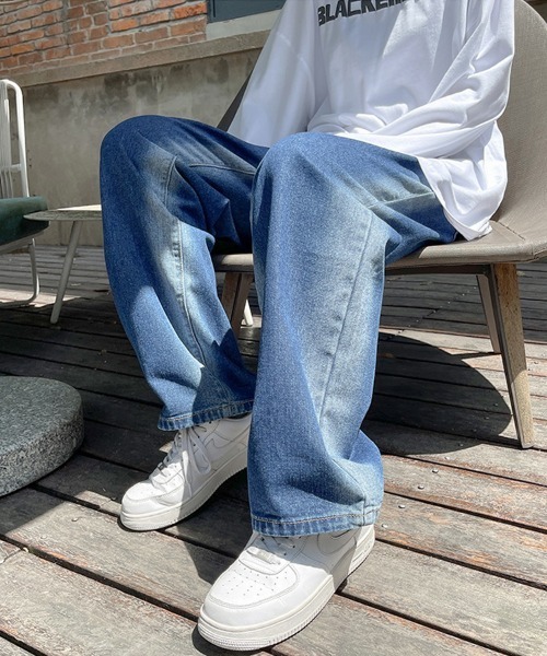 Ressaca（レサーカ）の「ハイウエスト ブリーチ加工 ワイドデニムパンツ（デニムパンツ・メンズ・ブラック/ブルー・S/M/L/XL/XXL）」の19枚目の写真