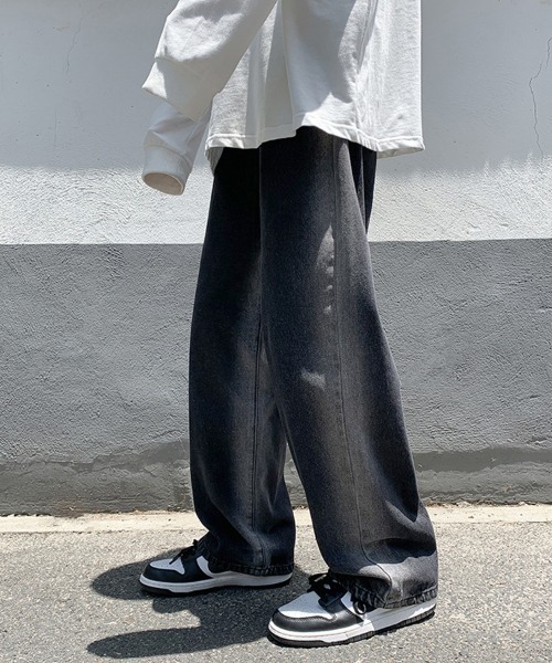 Ressaca（レサーカ）の「ハイウエスト ブリーチ加工 ワイドデニムパンツ（デニムパンツ・メンズ・ブラック/ブルー・S/M/L/XL/XXL）」の10枚目の写真