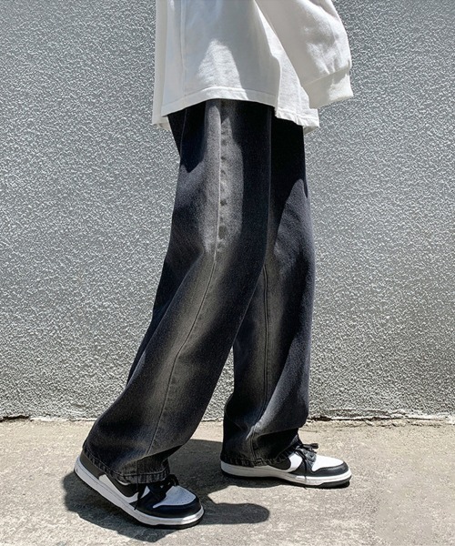 Ressaca（レサーカ）の「ハイウエスト ブリーチ加工 ワイドデニムパンツ（デニムパンツ・メンズ・ブラック/ブルー・S/M/L/XL/XXL）」の11枚目の写真