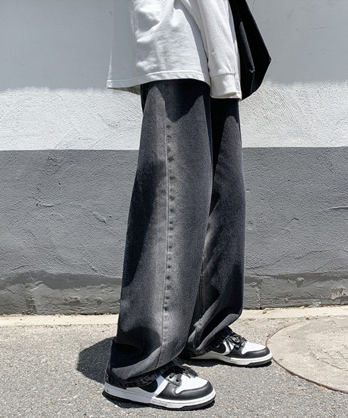 Ressaca（レサーカ）の「ハイウエスト ブリーチ加工 ワイドデニムパンツ（デニムパンツ・メンズ・ブラック/ブルー・S/M/L/XL/XXL）」の6枚目の写真