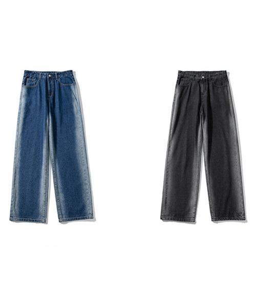 Ressaca（レサーカ）の「ハイウエスト ブリーチ加工 ワイドデニムパンツ（デニムパンツ・メンズ・ブラック/ブルー・S/M/L/XL/XXL）」の20枚目の写真