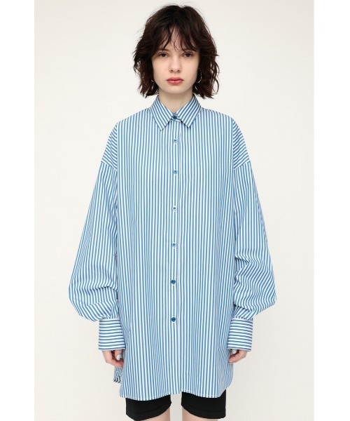 SLY(スライ)の「LOOSE OVER ARMSLIT STRIPE SH ルーズ オーバー ストライプ シャツ(シャツ/ブラウス・レディース・ブルー系その他/ブラック系その他2・FREE)」の9枚目の写真