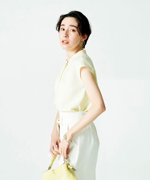 NOLLEY’S Sophi（ノーリーズソフィ）の「ジョーゼットアシメタックブラウス（シャツ/ブラウス・レディース・イエロー/オフホワイト/ホワイト系その他4・38/36）」の11枚目の写真