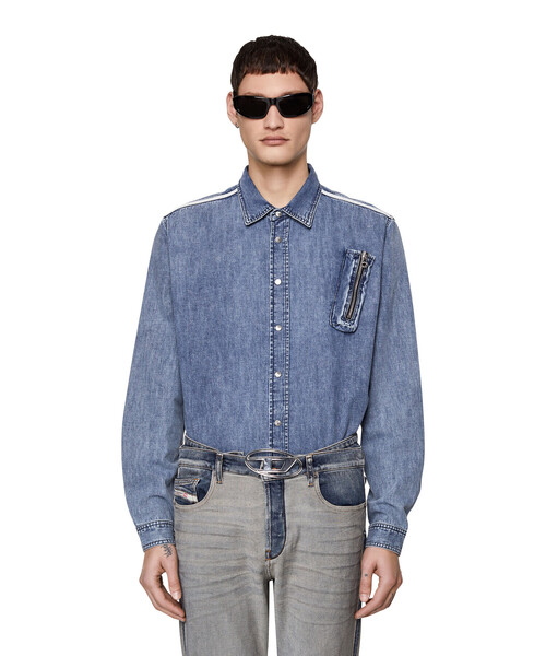 Diesel Ss22 トップス メンズ デニムシャツ Diesel ディーゼル のファッション ミリタリー シャツ ブラウス ミリタリー Aeiaq を購入できます Diesel デニムシャツ 公式ショップ