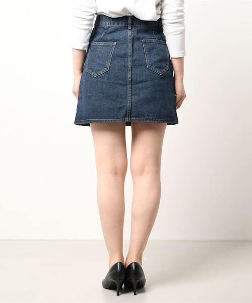 urge：（アージコロン ）の「【URGE：】ひざ丈 デザイン 台形 デニムスカート（デニムスカート・レディース・ブルー・SMALL/MEDIUM/LARGE/X-LARGE）」の10枚目の写真