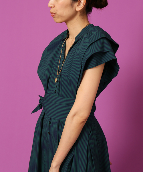 IENA タックスリーブワンピース ネイビー 38紺色 タックスリーブワンピース（ワンピース）｜IENA（イエナ）の通販