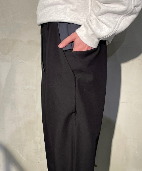 B'2nd(ビーセカンド)の「Point Chary(ポイントチャーリー)ワイド切替イージーパンツ(スラックス・メンズ・ブラック/グレー・MEDIUM/LARGE)」の4枚目の写真