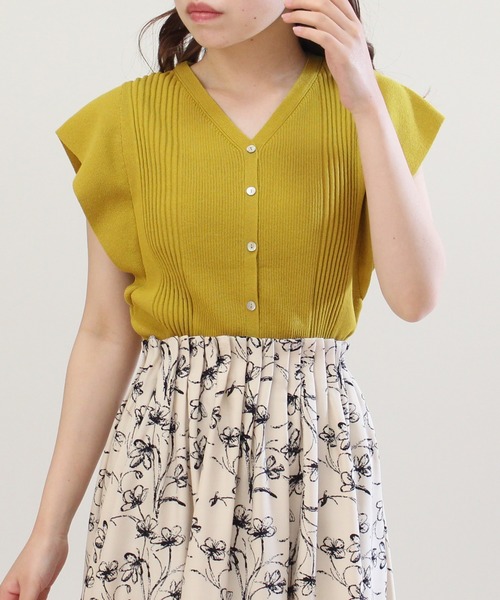 TRUDEA（トルディア）の「ランダムリブカーデ風プルオーバー（ニット/セーター・レディース・ホワイト/ネイビー/イエロー/ミント/ブルー・LARGE/MEDIUM）」の5枚目の写真