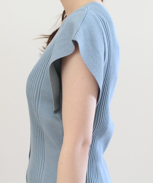 TRUDEA（トルディア）の「ランダムリブカーデ風プルオーバー（ニット/セーター・レディース・ホワイト/ネイビー/イエロー/ミント/ブルー・LARGE/MEDIUM）」の18枚目の写真