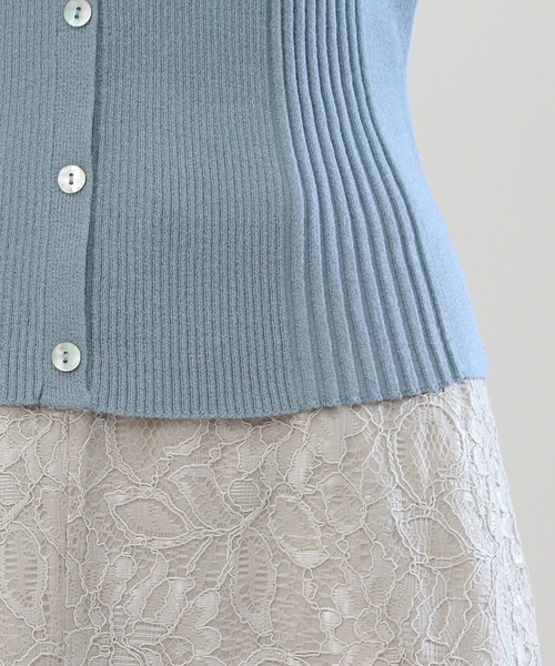 TRUDEA（トルディア）の「ランダムリブカーデ風プルオーバー（ニット/セーター・レディース・ホワイト/ネイビー/イエロー/ミント/ブルー・LARGE/MEDIUM）」の17枚目の写真