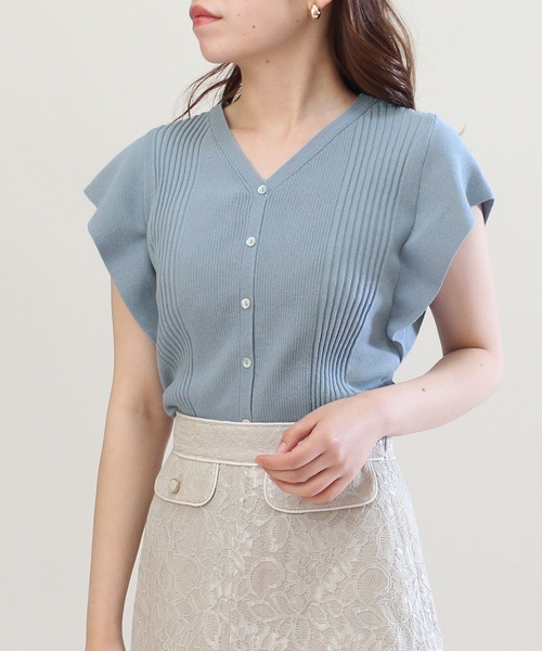 TRUDEA（トルディア）の「ランダムリブカーデ風プルオーバー（ニット/セーター・レディース・ホワイト/ネイビー/イエロー/ミント/ブルー・LARGE/MEDIUM）」の16枚目の写真