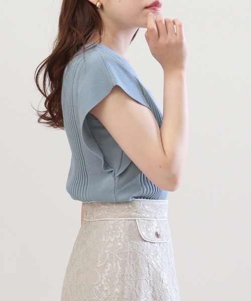 TRUDEA（トルディア）の「ランダムリブカーデ風プルオーバー（ニット/セーター・レディース・ホワイト/ネイビー/イエロー/ミント/ブルー・LARGE/MEDIUM）」の15枚目の写真