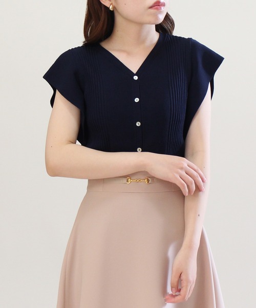 TRUDEA（トルディア）の「ランダムリブカーデ風プルオーバー（ニット/セーター・レディース・ホワイト/ネイビー/イエロー/ミント/ブルー・LARGE/MEDIUM）」の11枚目の写真