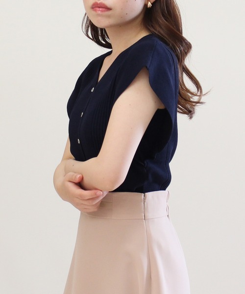 TRUDEA（トルディア）の「ランダムリブカーデ風プルオーバー（ニット/セーター・レディース・ホワイト/ネイビー/イエロー/ミント/ブルー・LARGE/MEDIUM）」の10枚目の写真