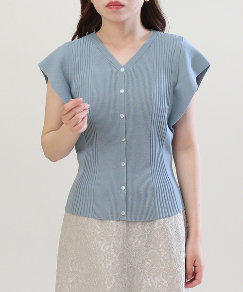 TRUDEA（トルディア）の「ランダムリブカーデ風プルオーバー（ニット/セーター・レディース・ホワイト/ネイビー/イエロー/ミント/ブルー・LARGE/MEDIUM）」の21枚目の写真