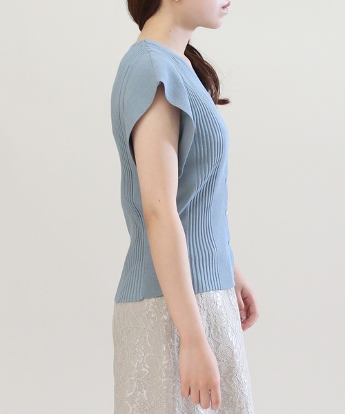 TRUDEA（トルディア）の「ランダムリブカーデ風プルオーバー（ニット/セーター・レディース・ホワイト/ネイビー/イエロー/ミント/ブルー・LARGE/MEDIUM）」の22枚目の写真