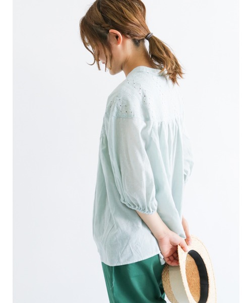 Samansa Mos2（サマンサ モスモス）の「刺繍×カットドビー切替ブラウス