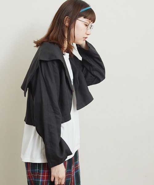 fig Ｌondon（フィグロンドン）の「BOY LINEN　BZ（ブルゾン・レディース・アイボリー/ブラック・FREE）」の18枚目の写真