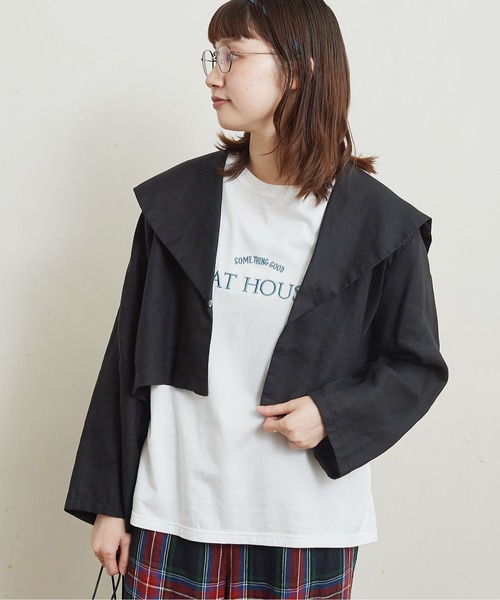 fig Ｌondon（フィグロンドン）の「BOY LINEN　BZ（ブルゾン・レディース・アイボリー/ブラック・FREE）」の5枚目の写真