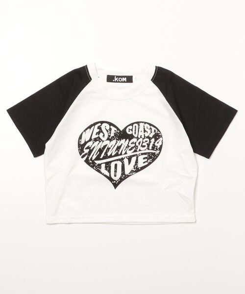 .KOM（ドットコム）の「A'GEM/9 × .kom『.kom/ドットケーオーエム』ハートグラフィック クロップド丈 半袖Tシャツ カットソー（Tシャツ/カットソー・レディース・ブラック/ホワイト・M/L）」の11枚目の写真