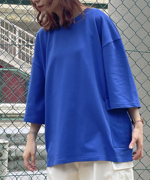 Purple&Yellow（パープルアンドイエロー）の「カーゴポケットビッグ半袖プルオーバー（Tシャツ/カットソー・メンズ・ホワイト/ブラック/グリーン/カーキ/ブルー・SMALL/MEDIUM/LARGE）」の5枚目の写真