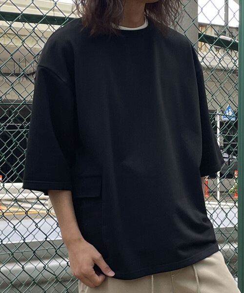 Purple&Yellow（パープルアンドイエロー）の「カーゴポケットビッグ半袖プルオーバー（Tシャツ/カットソー・メンズ・ホワイト/ブラック/グリーン/カーキ/ブルー・SMALL/MEDIUM/LARGE）」の3枚目の写真