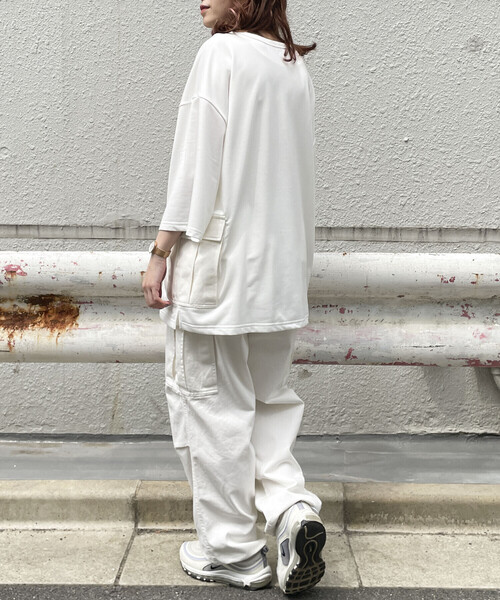 Purple&Yellow（パープルアンドイエロー）の「カーゴポケットビッグ半袖プルオーバー（Tシャツ/カットソー・メンズ・ホワイト/ブラック/グリーン/カーキ/ブルー・SMALL/MEDIUM/LARGE）」の16枚目の写真