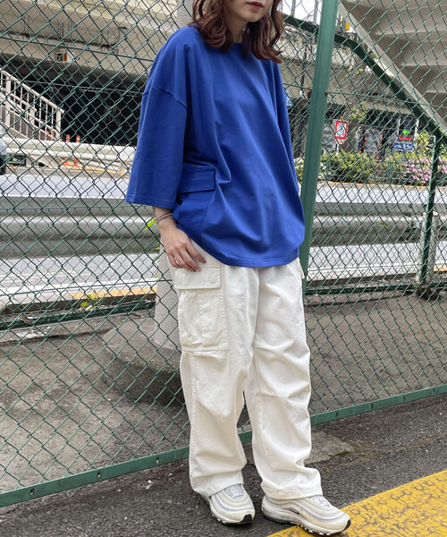 Purple&Yellow（パープルアンドイエロー）の「カーゴポケットビッグ半袖プルオーバー（Tシャツ/カットソー・メンズ・ホワイト/ブラック/グリーン/カーキ/ブルー・SMALL/MEDIUM/LARGE）」の18枚目の写真