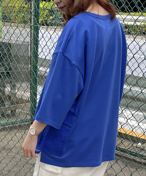 Purple&Yellow（パープルアンドイエロー）の「カーゴポケットビッグ半袖プルオーバー（Tシャツ/カットソー・メンズ・ホワイト/ブラック/グリーン/カーキ/ブルー・SMALL/MEDIUM/LARGE）」の12枚目の写真