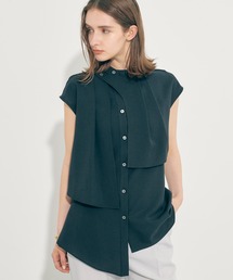 PUBLIC TOKYO | アシメオーバーヨークフレンチスリーブブラウス/ウォッシャブル(シャツ/ブラウス)