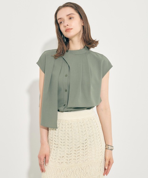 PUBLIC TOKYO（パブリックトウキョウ）の「アシメオーバーヨークフレンチスリーブブラウス/ウォッシャブル（シャツ/ブラウス・レディース・ブラック/カーキ/アイボリー・FREE）」の16枚目の写真