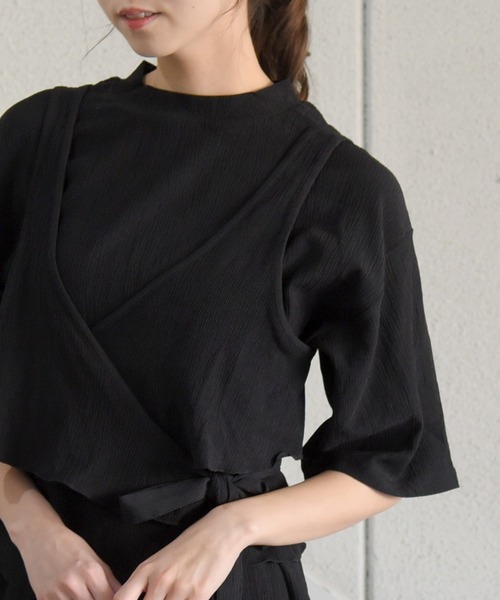 sango(sango)の「カット楊柳ハーフスリーブレイヤードトップス(Tシャツ/カットソー・レディース・ブラック/グリーン/ホワイト・FREE)」の14枚目の写真