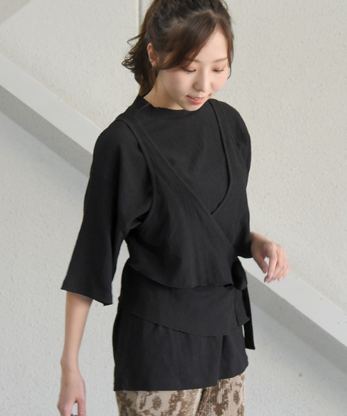 sango(sango)の「カット楊柳ハーフスリーブレイヤードトップス(Tシャツ/カットソー・レディース・ブラック/グリーン/ホワイト・FREE)」の18枚目の写真