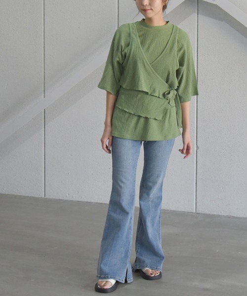 sango(sango)の「カット楊柳ハーフスリーブレイヤードトップス(Tシャツ/カットソー・レディース・ブラック/グリーン/ホワイト・FREE)」の16枚目の写真
