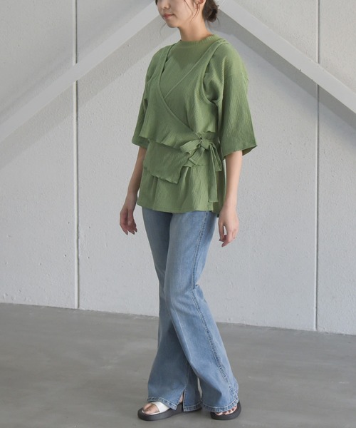 sango(sango)の「カット楊柳ハーフスリーブレイヤードトップス(Tシャツ/カットソー・レディース・ブラック/グリーン/ホワイト・FREE)」の11枚目の写真