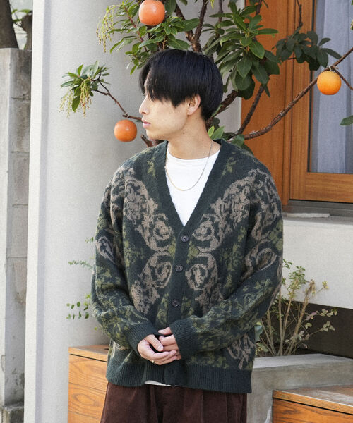 BeAMS DOT(ビームスドット)の「【WEB限定】BeAMS DOT / 幾何学柄 カーディガン(カーディガン/ボレロ・メンズ・グリーン/ブラック・LARGE/MEDIUM)」の7枚目の写真