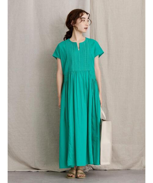 AMERICAN HOLIC（アメリカンホリック）の「フロント刺繍フレンチスリーブワンピース（ワンピース・レディース・オフホワイト/グリーン/ブラック・FREE）」の5枚目の写真
